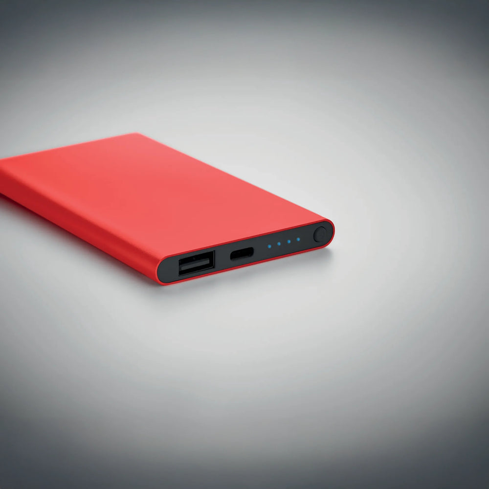 Powerbank 4000 mAh van gerecycled aluminium detail, Rood - 196825