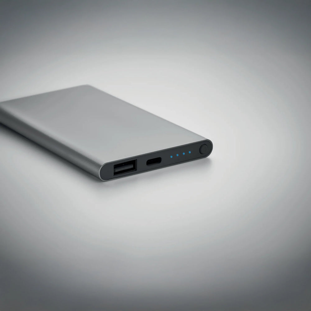 Powerbank 4000 mAh van gerecycled aluminium detail, Titanium - 196825