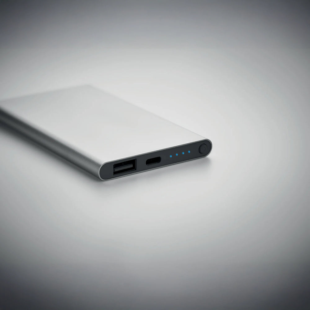 Powerbank 4000 mAh van gerecycled aluminium detail, Zilver - 196825