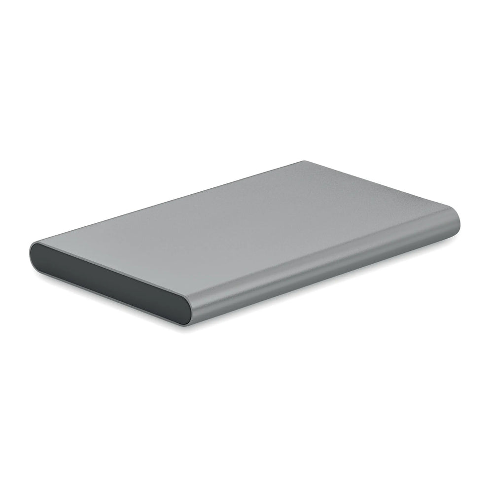 Powerbank 4000 mAh van gerecycled aluminium geopend, Titanium - 196825