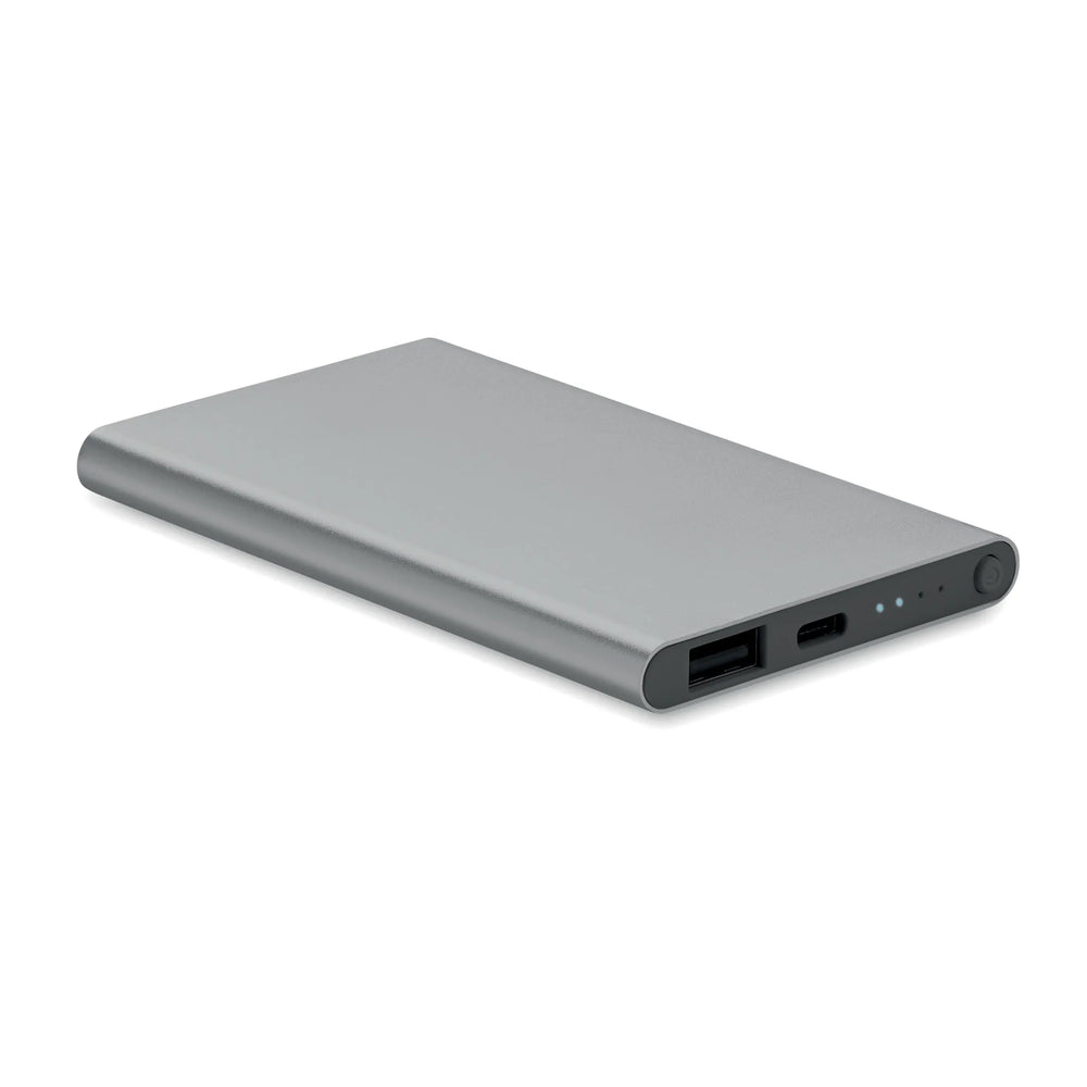 Powerbank 4000 mAh van gerecycled aluminium, Titanium - 196825