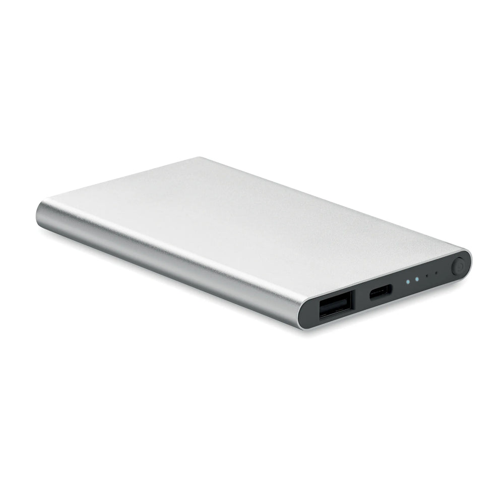 Powerbank 4000 mAh van gerecycled aluminium, Zilver - 196825