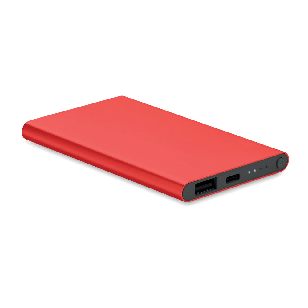 Powerbank 4000mAh Gerecycled Aluminium Type C Rood 196825