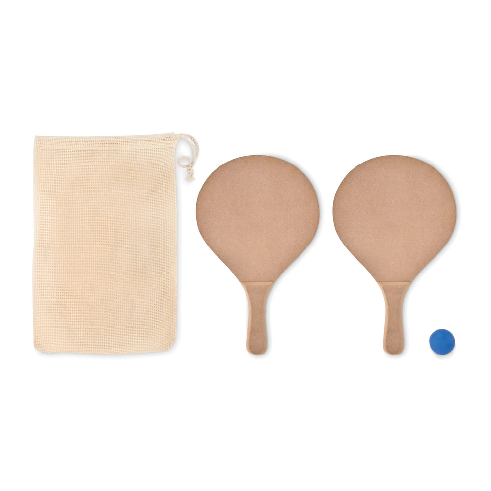 Strand tennisset met mesh tas inclusief 2 MDF peddels en bal, Bruin - 196829