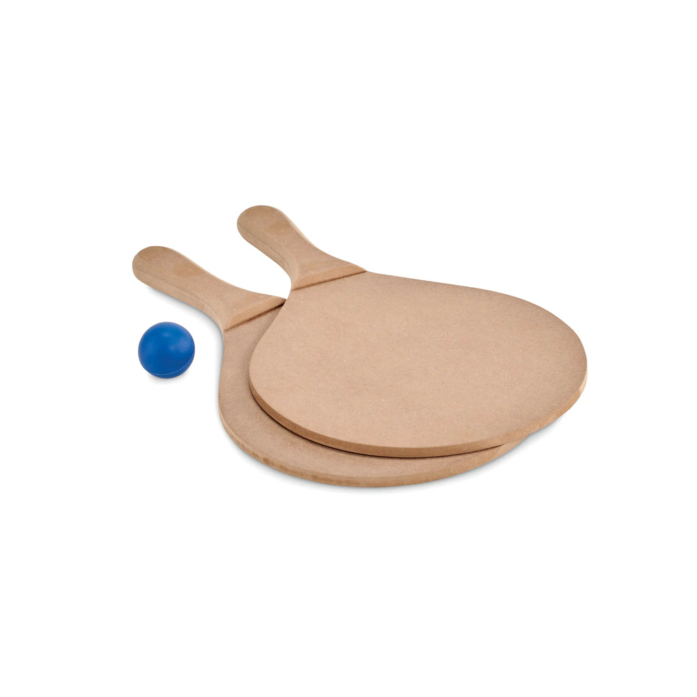 Strand tennisset met mesh tas inclusief 2 MDF peddels en bal losse batjes en bal, Bruin - 196829