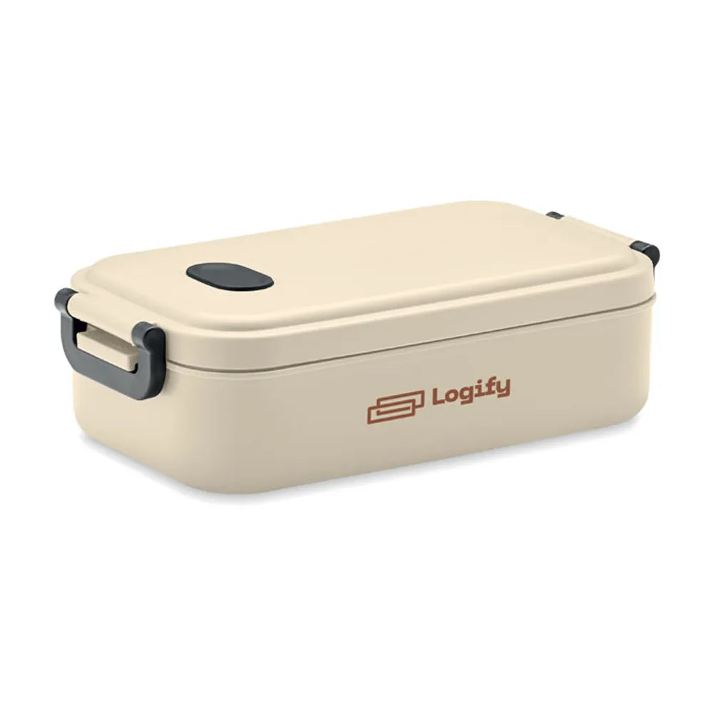lunchbox met luchtdicht deksel en siliconen ventiel 800 ml beige logo 196855