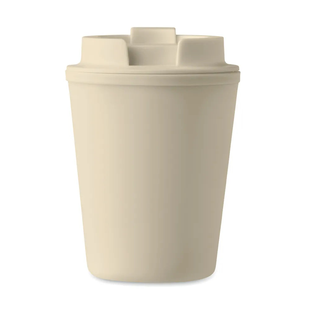 Dubbelwandige beker 300 ml van gerecycled PP, Beige - 196866