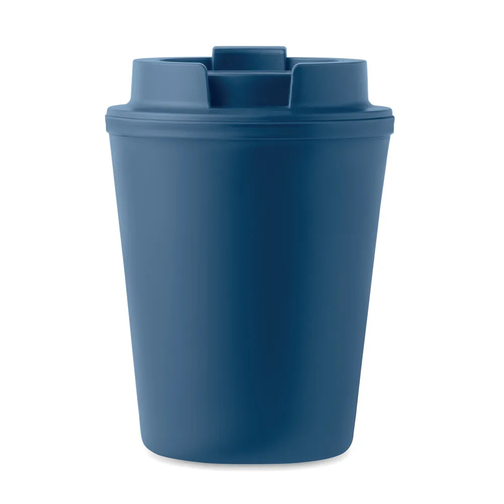 Dubbelwandige beker 300 ml van gerecycled PP, Blauw - 196866