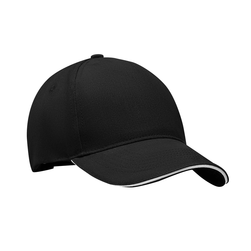 Katoenen baseballpet 260 g/m² met metalen gesp- Zwart/Wit