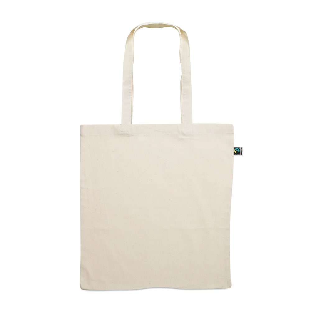 Fairtrade katoenen boodschappentas met lange hengsels 180 g/m² achterzijde, Beige - 196900
