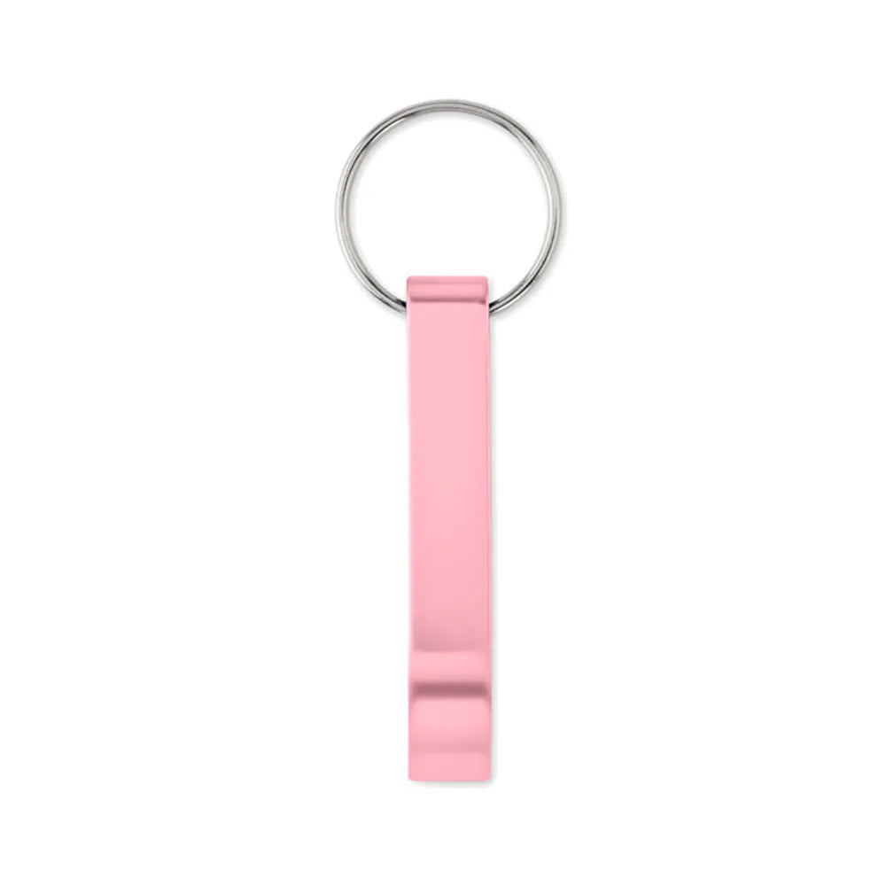 Gerecyclede aluminium flesopener sleutelhanger bedrukken - Roze