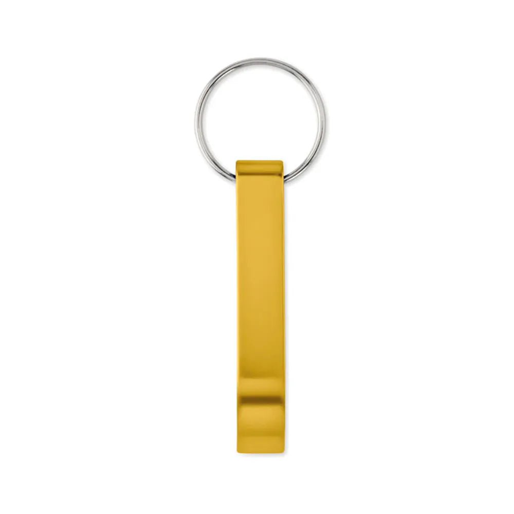 Gerecyclede aluminium flesopener sleutelhanger bedrukken - Goud