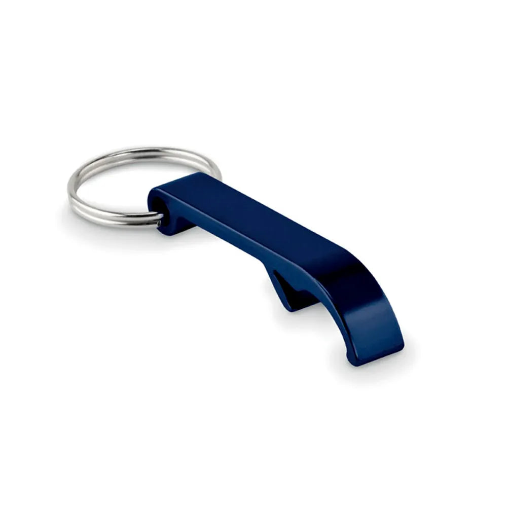 Gerecyclede aluminium flesopener sleutelhanger bedrukken - Marineblauw