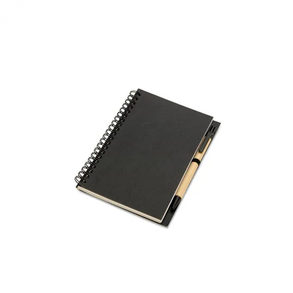 Notitieboekje met gerecyclede balpen 140 blanco pagina’s, Zwart - 197012