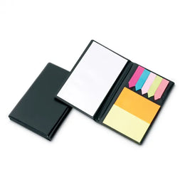 Kartonnen memoset met plakbriefjes en pagina labels, Zwart - 197083