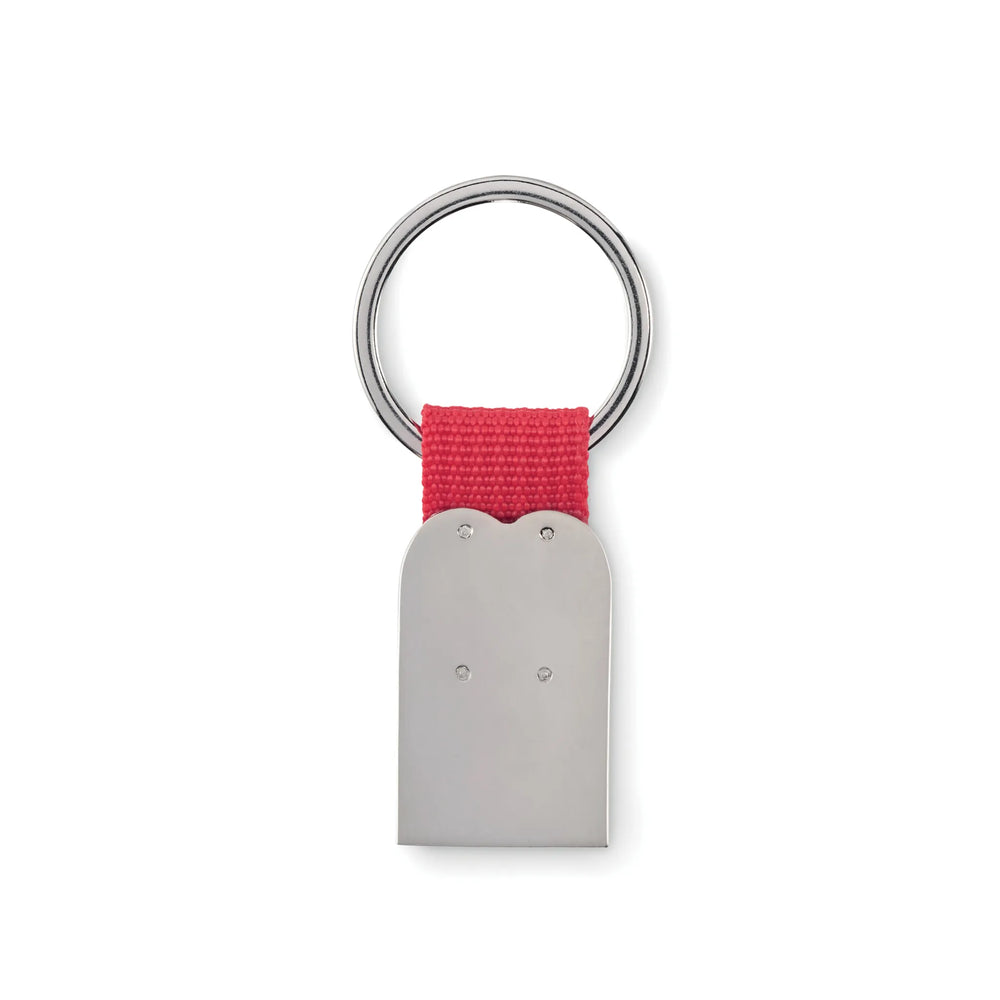Metalen sleutelhanger met hartvormige uitsparing achterzijde, Rood - 197155