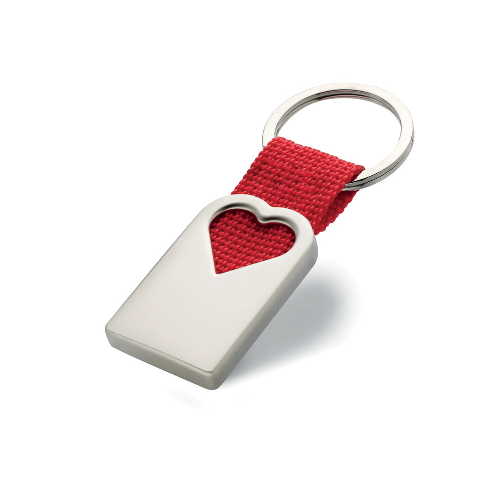 Metalen sleutelhanger met hartvormige uitsparing, Rood - 197155