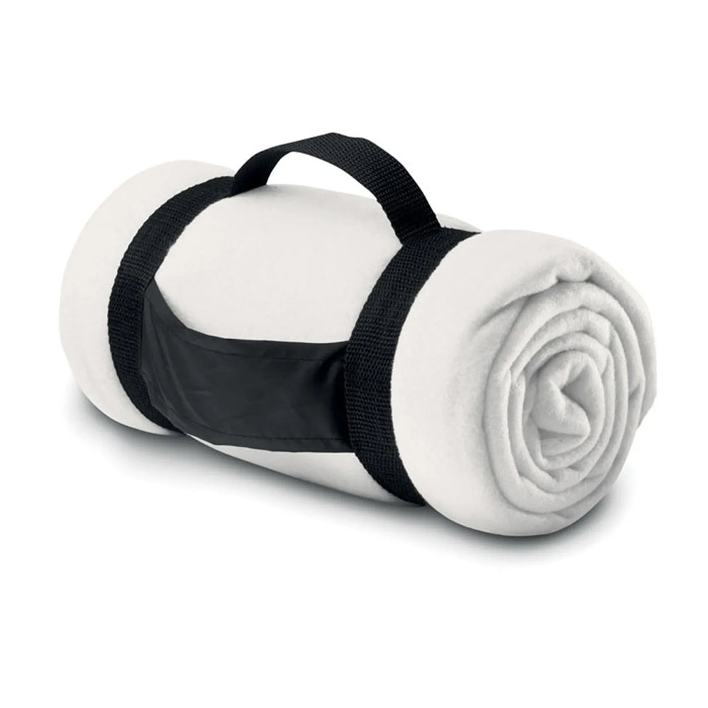 fleece deken met handvat bedrukking wit 197245