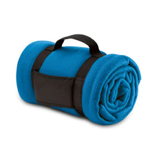 Fleece Deken met Nylon Handvat | Bedrukking op Band of Deken | Blauw