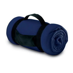 Fleece Deken met Nylon Handvat | Bedrukking op Band of Deken | Navy