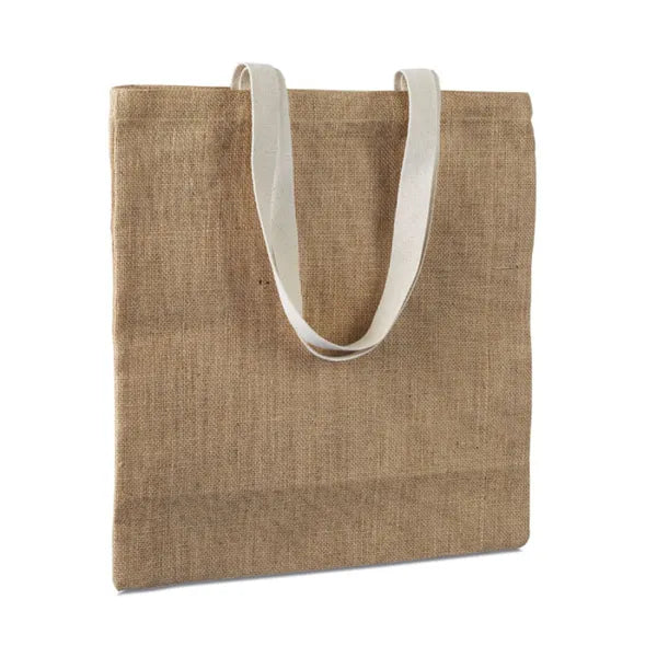 Jute boodschappentas met katoenen handvatten sfeerbeeld, Beige - 197264