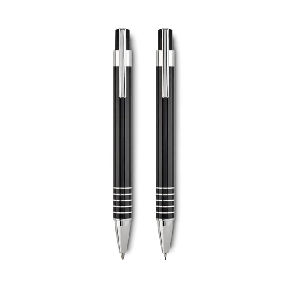 aluminium schrijfset balpen vulpotlood zwart 197323