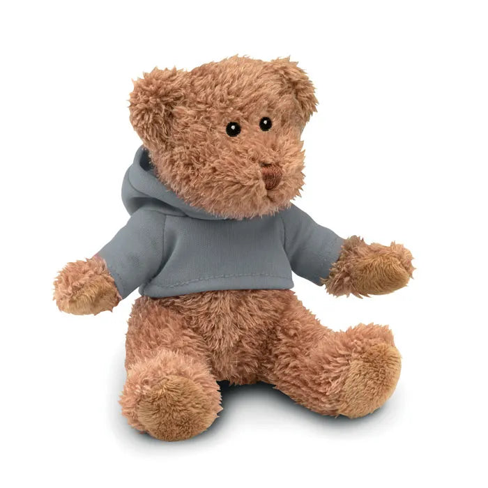 pluche teddybeer in sweater met capuchon in drie kleuren grijs side 197375