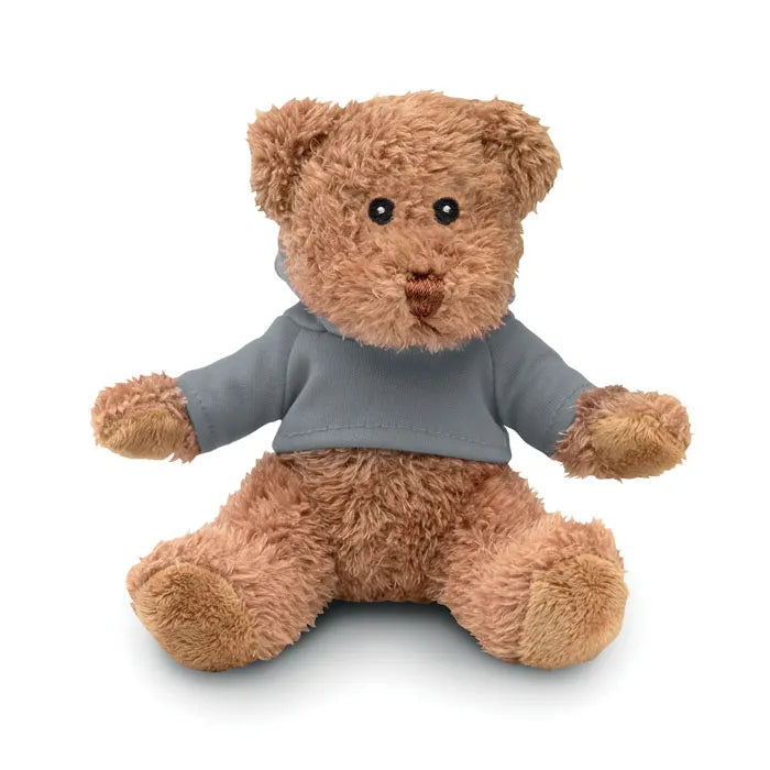 pluche teddybeer in sweater met capuchon in drie kleuren grijs 197375