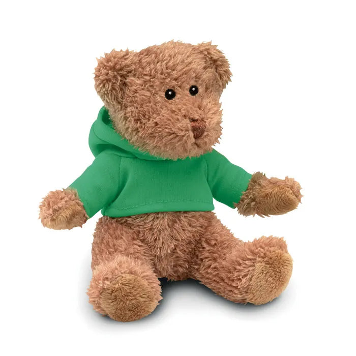pluche teddybeer in sweater met capuchon in drie kleuren groen side 197375