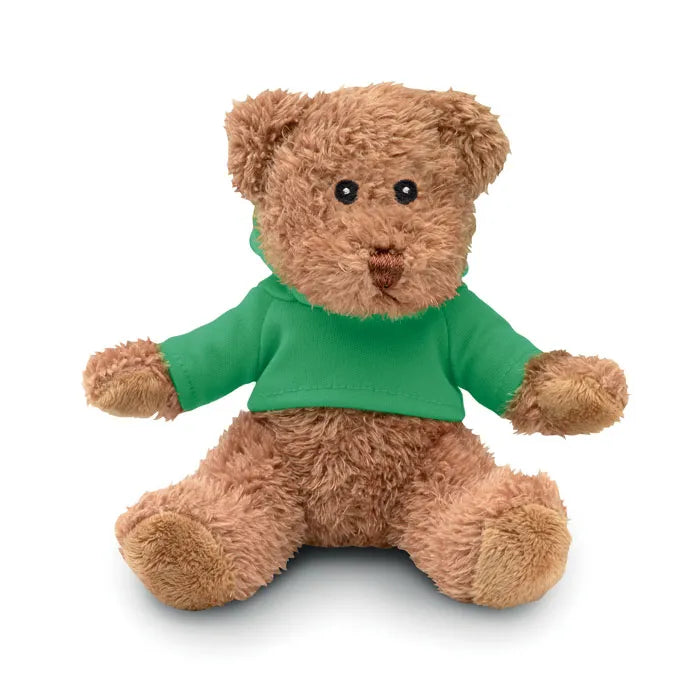 pluche teddybeer in sweater met capuchon in drie kleuren groen 197375
