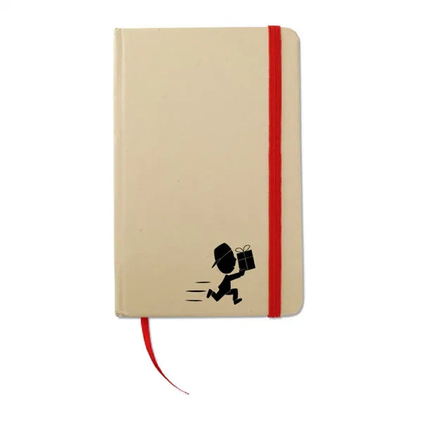 notitieboekje a6 gerecycled bladwijzer bruin rood met logo 197431