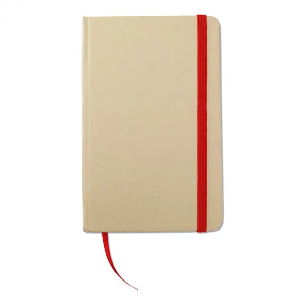 notitieboekje a6 gerecycled bladwijzer bruin rood open 197431