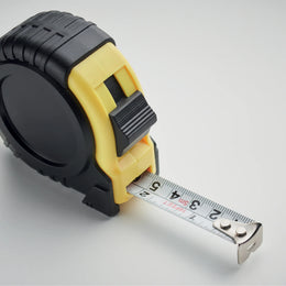 Rolmaat 5 meter van ABS met polsband en metalen clip detail, Geel - 198238