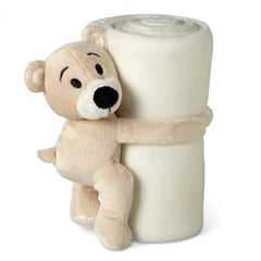 Fleece Deken met Teddybeer - Wit