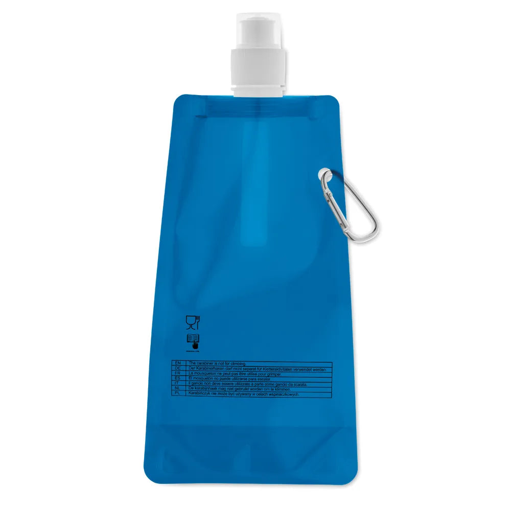 Opvouwbare PET drinkfles 480 ml achterzijde, Blauw - 198294