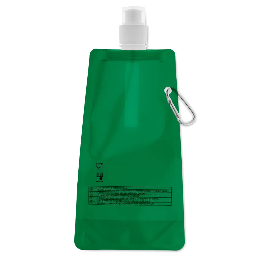 Opvouwbare PET drinkfles 480 ml achterzijde, Groen - 198294