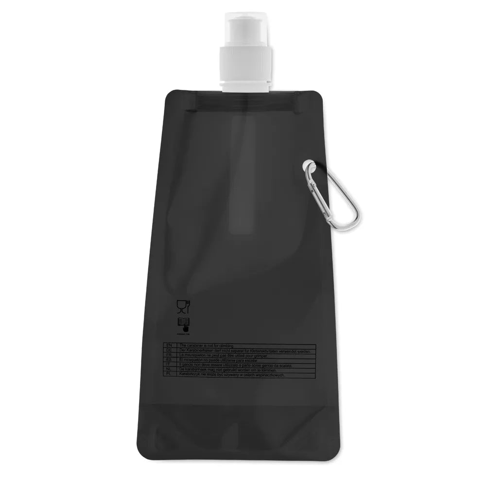 Opvouwbare PET drinkfles 480 ml achterzijde, Zwart - 198294