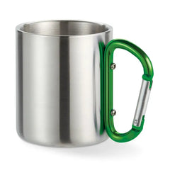 Dubbelwandige RVS Mok 220 ml met Karabijnhaak Handvat - Groen