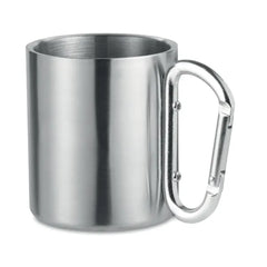 Dubbelwandige RVS Mok 220 ml met Karabijnhaak Handvat - Zilver