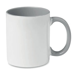 Keramische mok met gekleurde binnenzijde en oor, Wit en grijs - 198422
