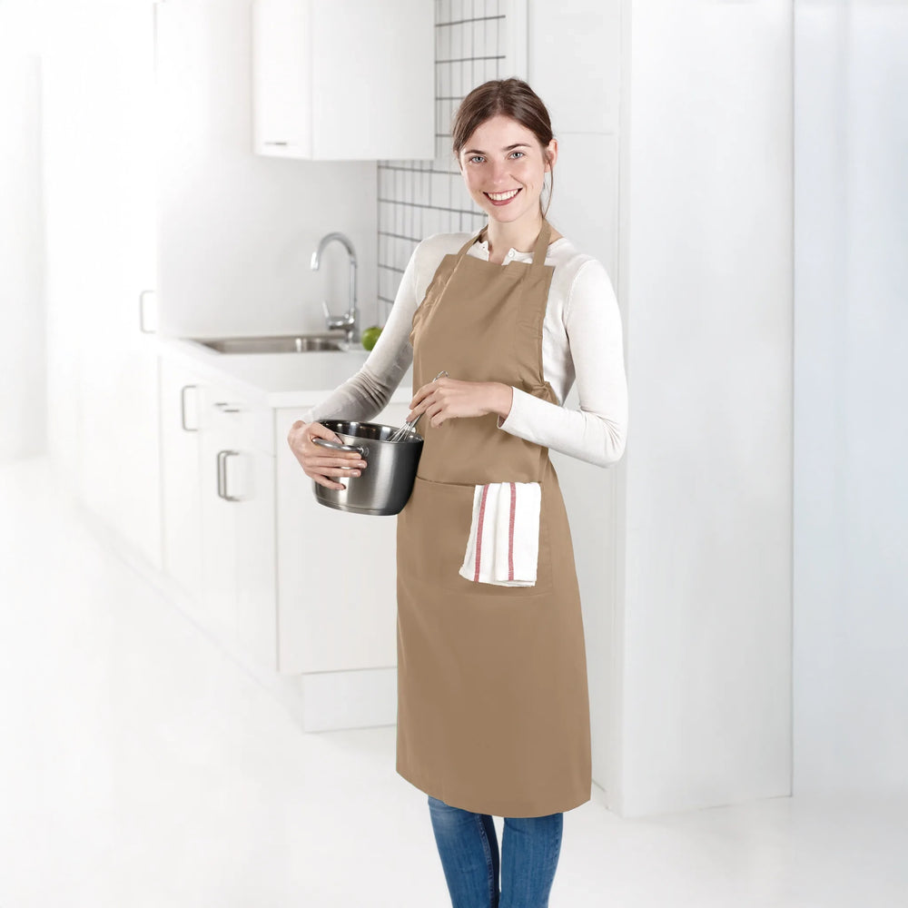 keukenschort met zakken polyester beige sfeer foto 198441