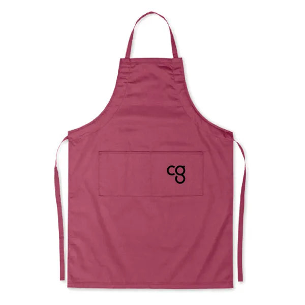 keukenschort met zakken polyester bordeaux logo 198441