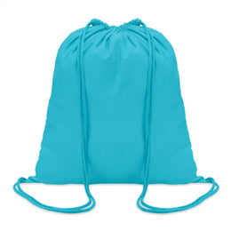 Katoenen rugzakje met trekkoord, Turquoise - 198484