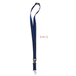 Polyester lanyard met metalen mini karabijnhaak, Blauw - 198595
