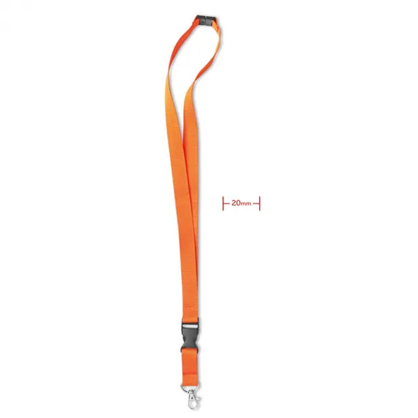 Polyester lanyard met metalen mini karabijnhaak, Oranje - 198595