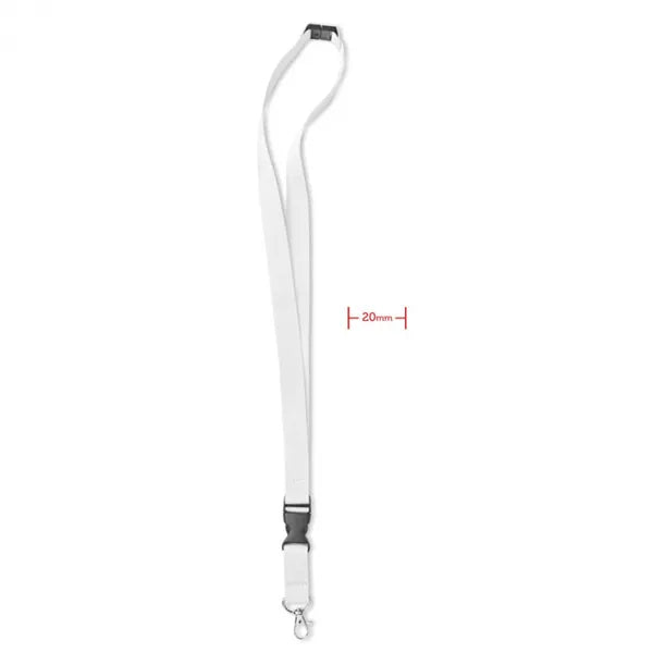 Polyester lanyard met metalen mini karabijnhaak, Wit - 198595
