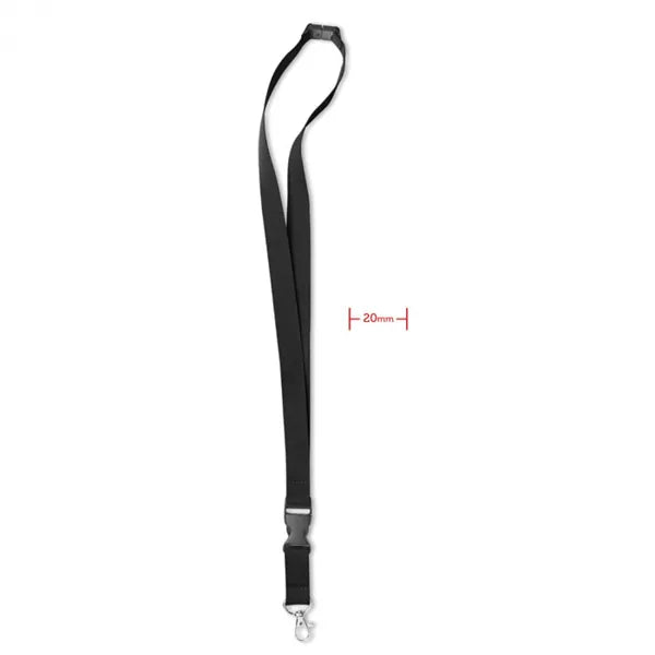 Polyester lanyard met metalen mini karabijnhaak, Zwart - 198595