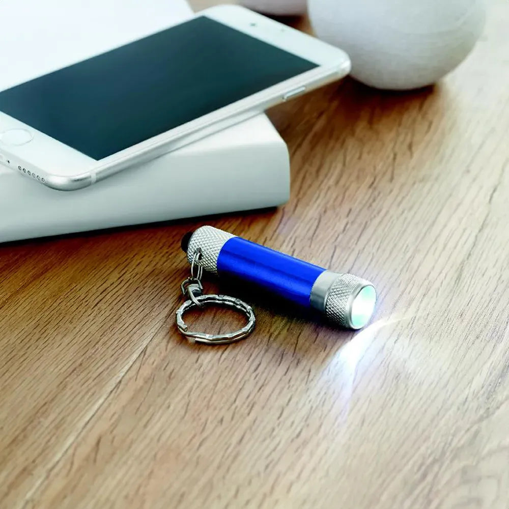 Mini aluminium zaklamp met sleutelhanger sfeerbeeld, Blauw - 198622