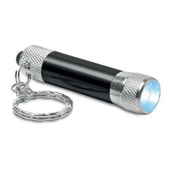 Mini aluminium zaklamp met sleutelhanger - Zwart