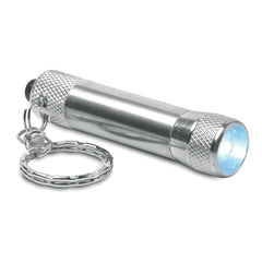 Mini aluminium zaklamp met sleutelhanger - Zilver